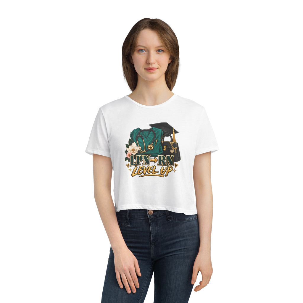Nurse Graduation Cropped Tee — LPN  RN Level Up
