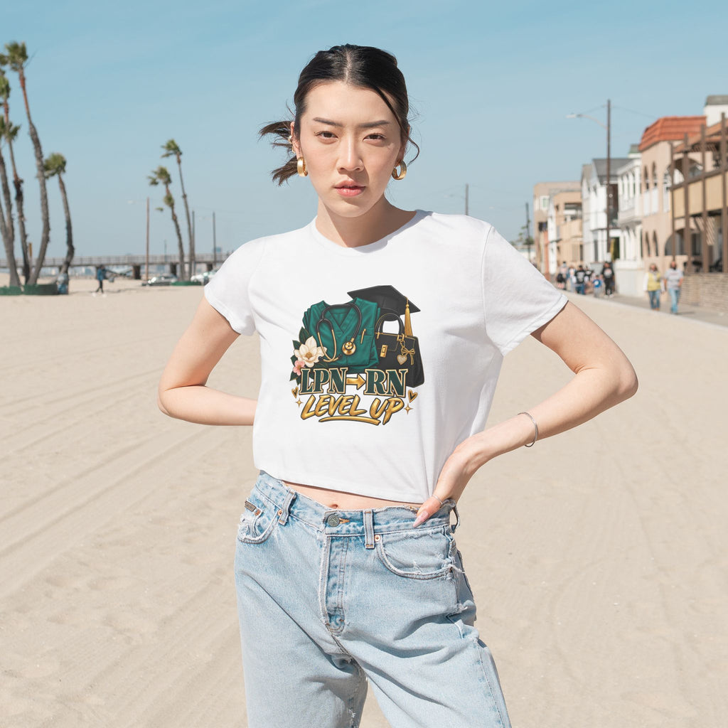 Nurse Graduation Cropped Tee — LPN  RN Level Up