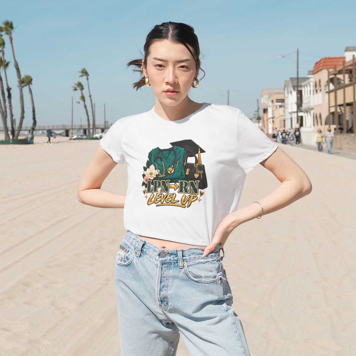 Nurse Graduation Cropped Tee — LPN  RN Level Up